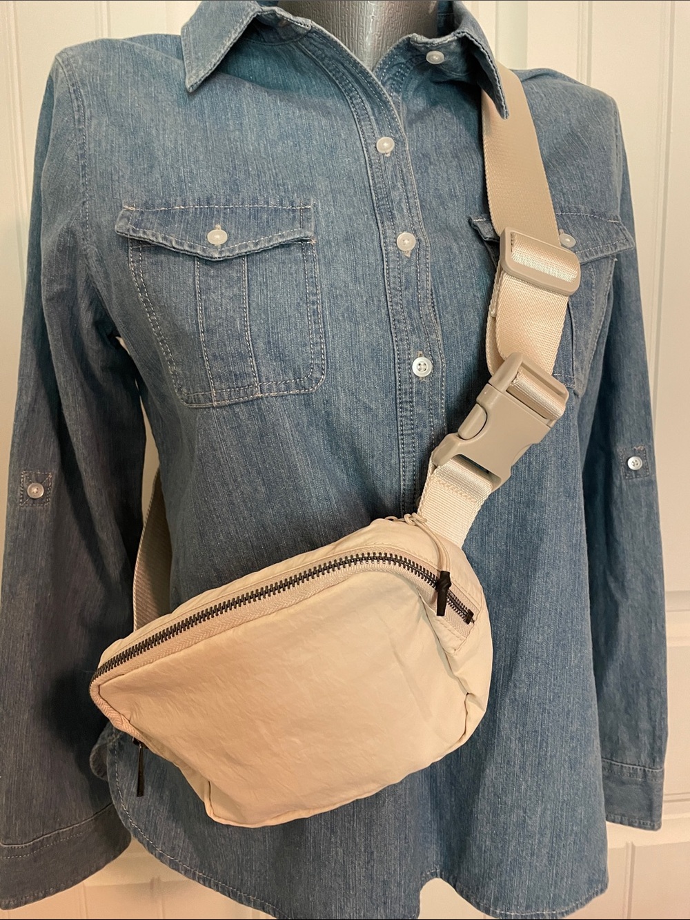 Unisex Beige Crossbody Sling Bag - Minimal Everyday Carry
